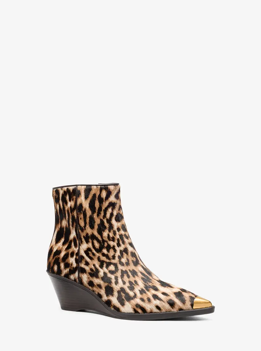 Austin Leopard Print Calf Hair Wedge Boot