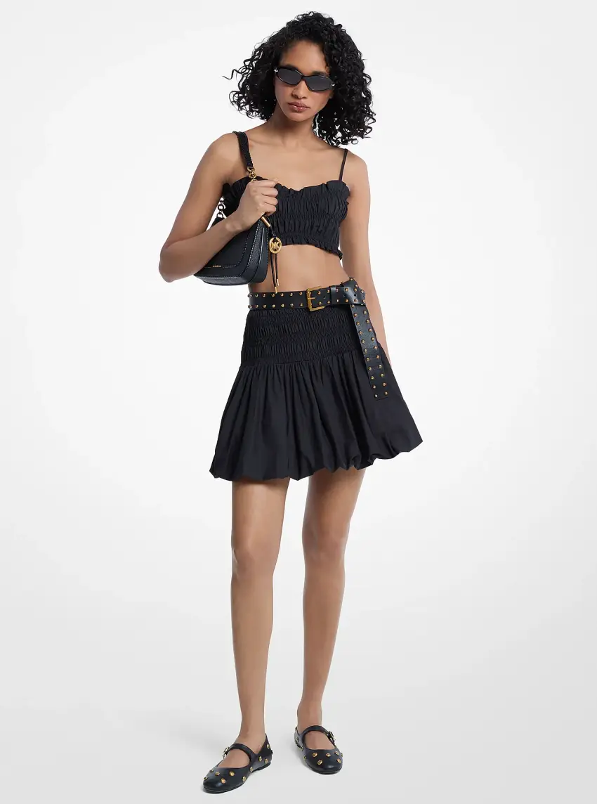 Cotton Smocked Bubble Skirt