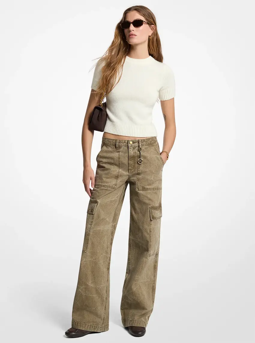 Garment-Dyed Denim Cargo Pants