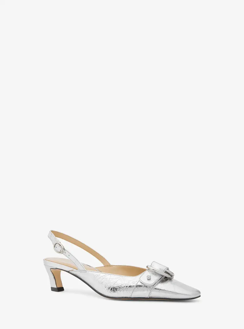 Jaden Metallic Crushed Leather Slingback Pump