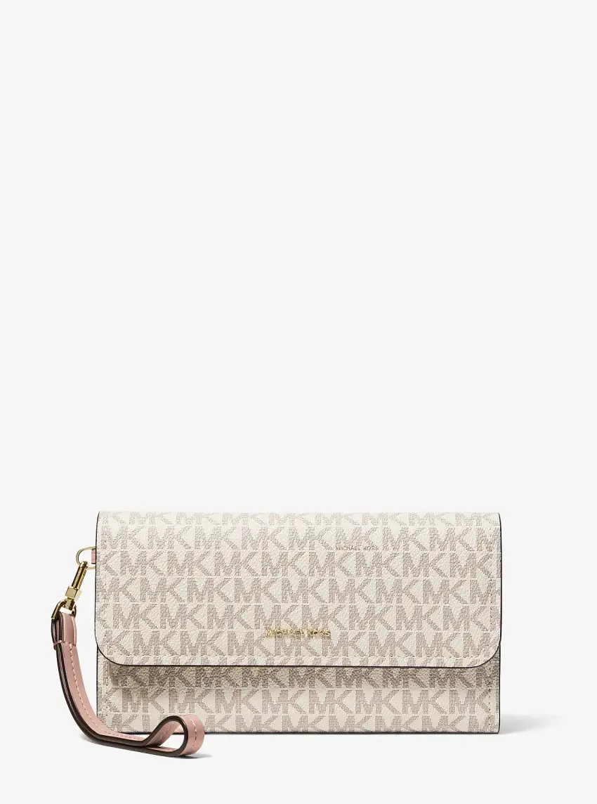 Jet Set Medium Signature Logo Smartphone Wristlet