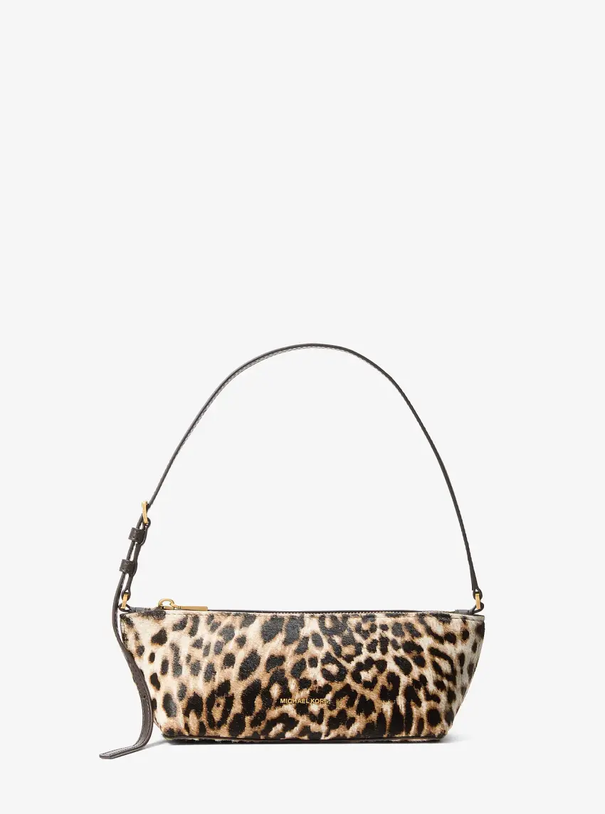 Laila Small Leopard Print Calf Hair Pochette