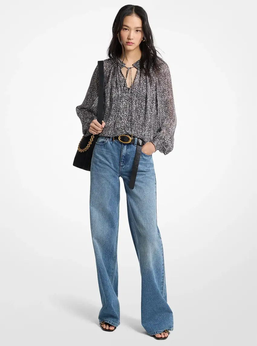 Metallic Printed Georgette Blouse