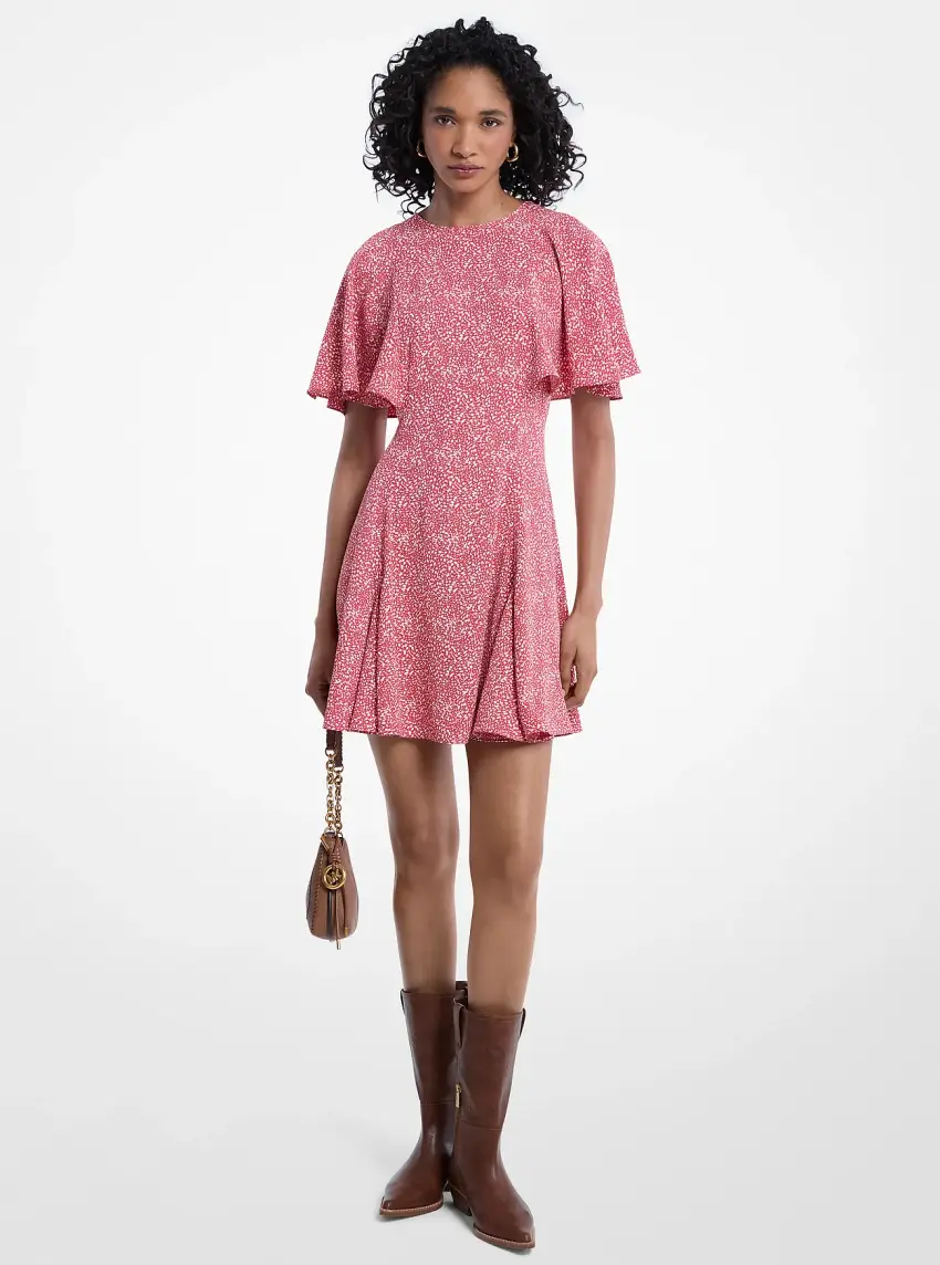 Printed Satin Crepe Mini Dress