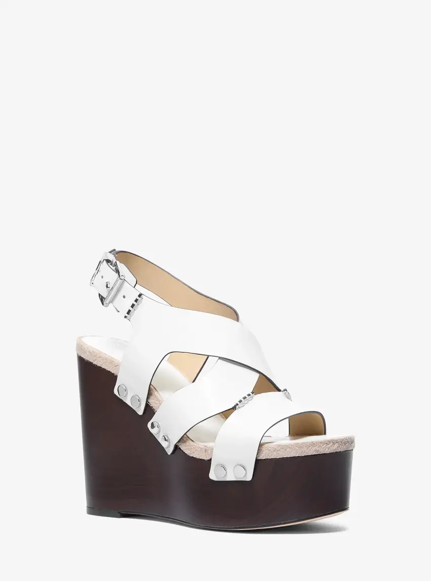 Raven Studded Leather Wedge Sandal