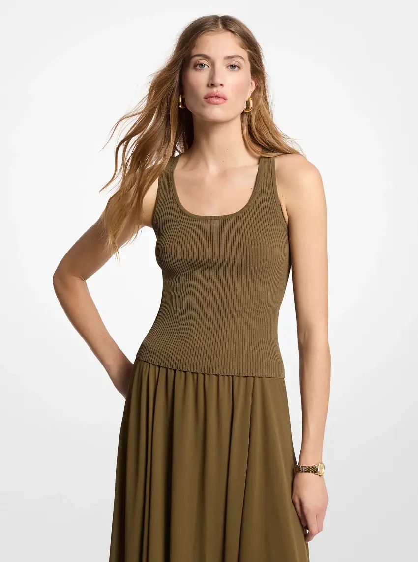 Ribbed Scoop Neck Tank Top