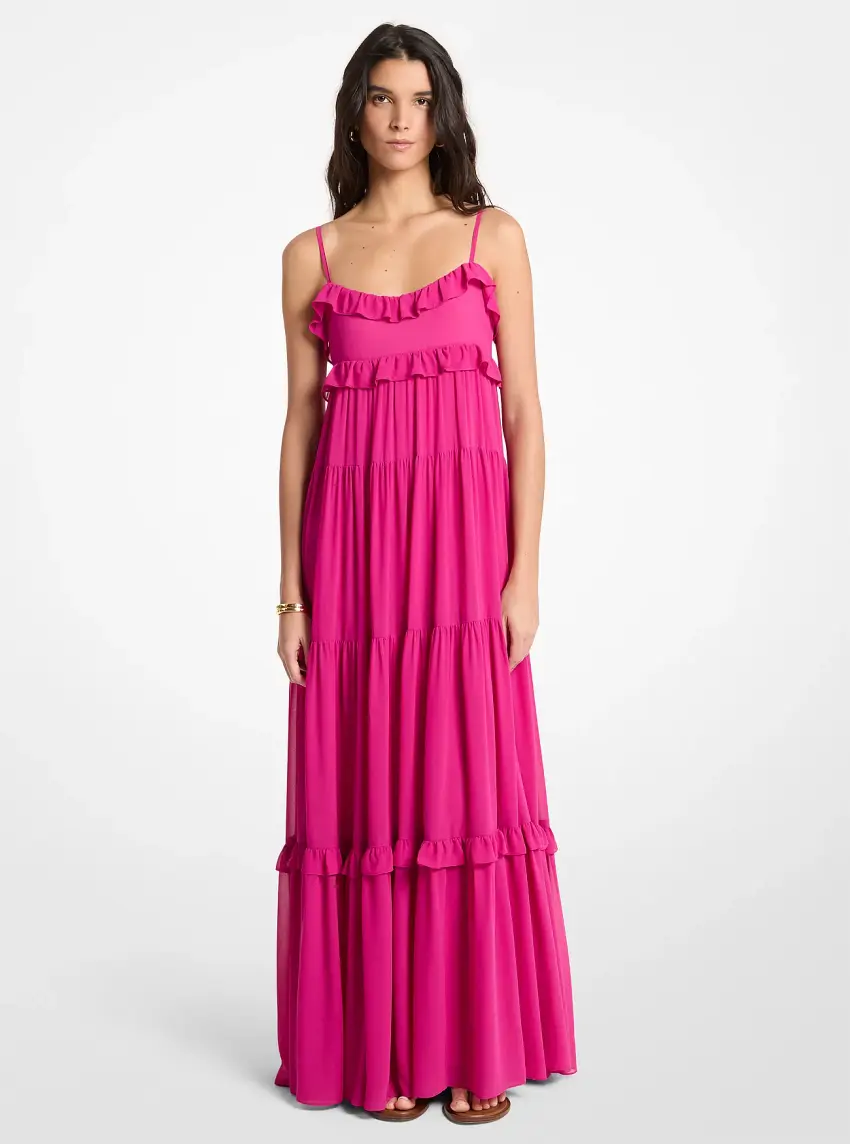 Ruffled Georgette Tiered Maxi Dress