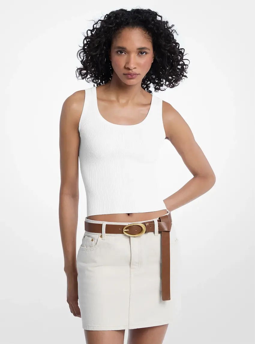 Viscose Blend Knit Cropped Tank Top